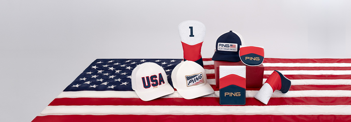 Image of PING Anthem Collection on an American flag