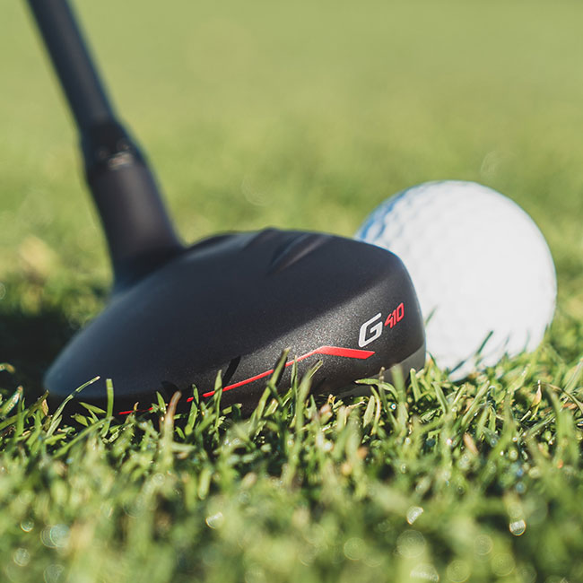 G410 hybrid addressing ball in grass