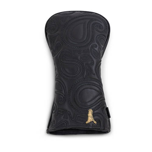 image of gilded driver headcover in black, front view