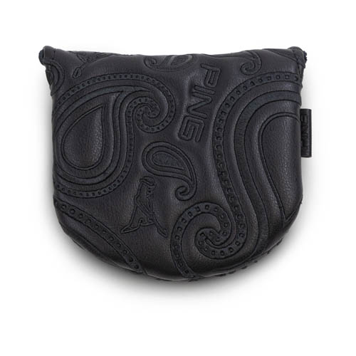image of gilded mallet putter cover in black, front view