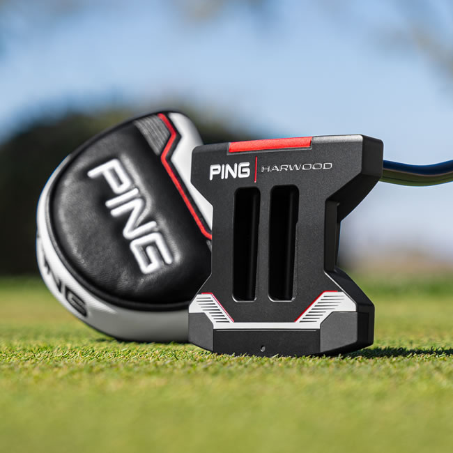 PING 2021 Harwood putter on putting green